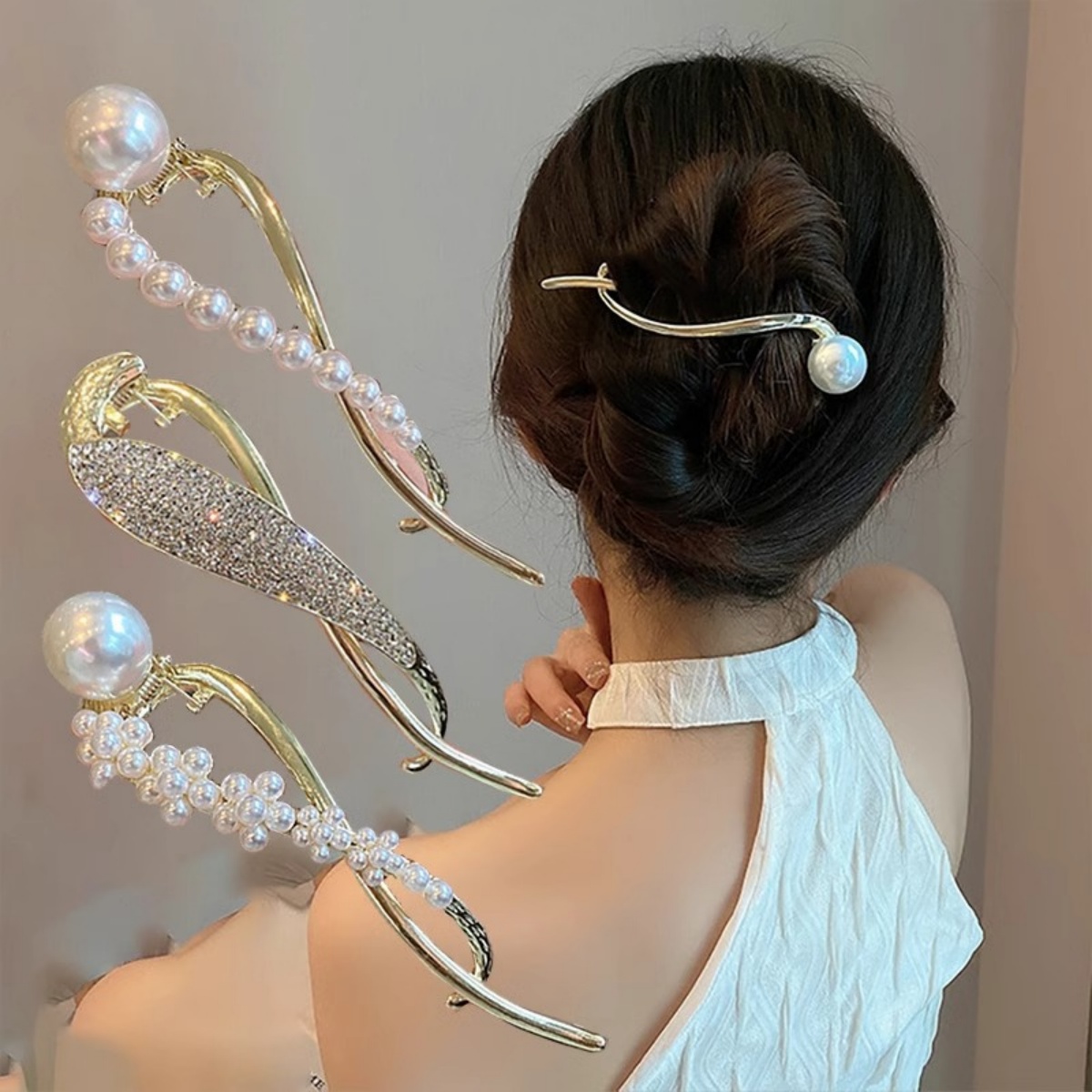Lifestyle Of Korean - Elegante glitter parel haarclip voor vrouwen