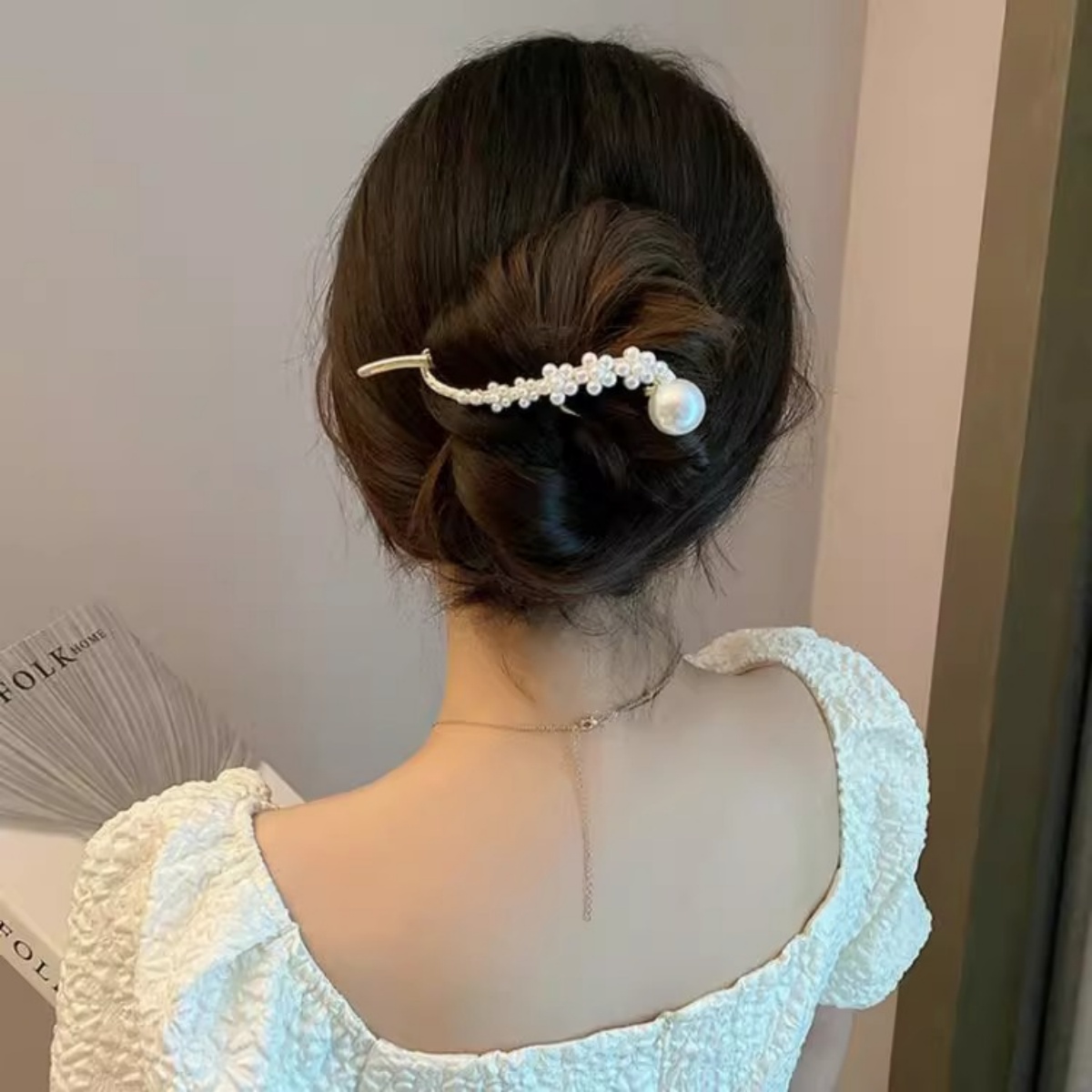 Elegante glitter parel haarcli - Lifestyle Of Korean recensie en prijs